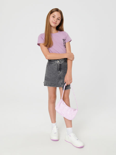Sinsay Girl's Washed Black Denim Mini Skirt | Sinsay In Lebanon