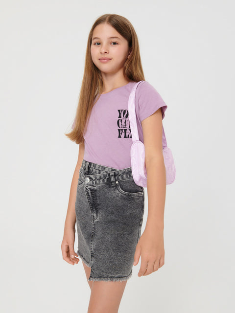 Sinsay Girl's Washed Black Denim Mini Skirt | Sinsay In Lebanon