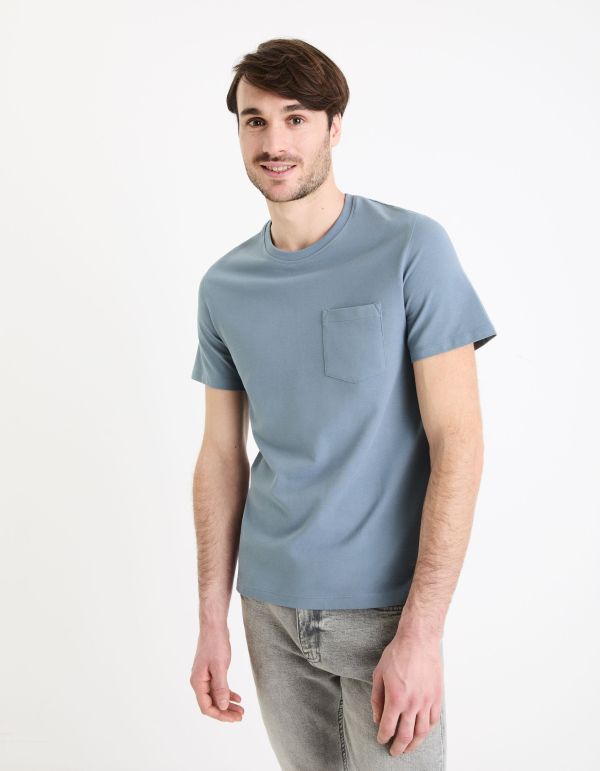 Celio Men's Blue Straight Crew Neck T-Shirt | Celio In Lebanon