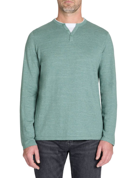 Celio Men's Green Cotton Blend Henley Sweater | Celio In Lebanon