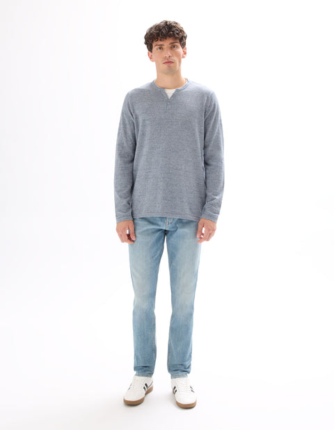 Celio Men's Gray Cotton Blend Henley Sweater | Celio In Lebanon