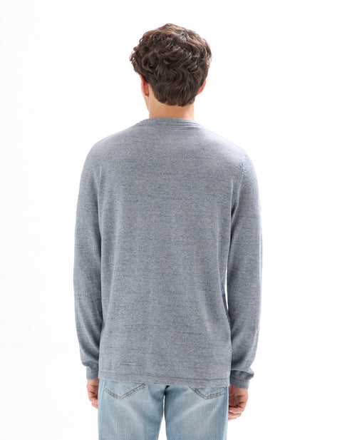Celio Men's Gray Cotton Blend Henley Sweater | Celio In Lebanon