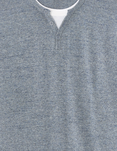 Celio Men's Gray Cotton Blend Henley Sweater | Celio In Lebanon
