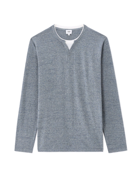 Celio Men's Gray Cotton Blend Henley Sweater | Celio In Lebanon
