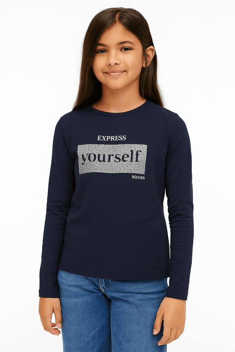 S.Oliver Girl's Navy Long-Sleeve Blouse |S.Oliver in Lebanon