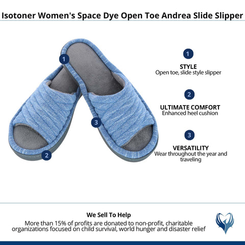 Isotoner Women's Blue Space Knit Andrea Slide Slippers | Isotoner In Lebanon