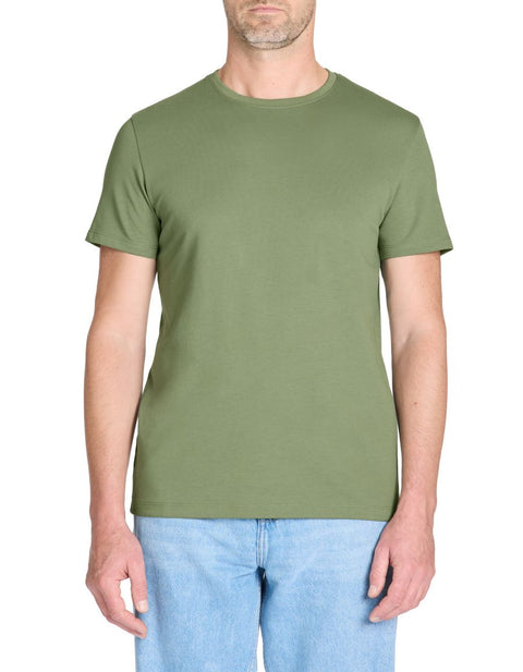 Celio Men's Sage Straight Neck Crew Neck Cotton Blend T-Shirt | Celio In Lebanon