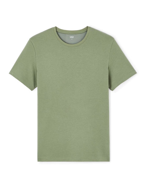 Celio Men's Sage Straight Neck Crew Neck Cotton Blend T-Shirt | Celio In Lebanon