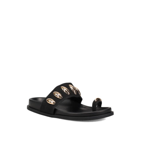 G.C Shoes Women's Black Sandals With Gold-Tone Hardware Studs | G.C Shoes In Lebanon