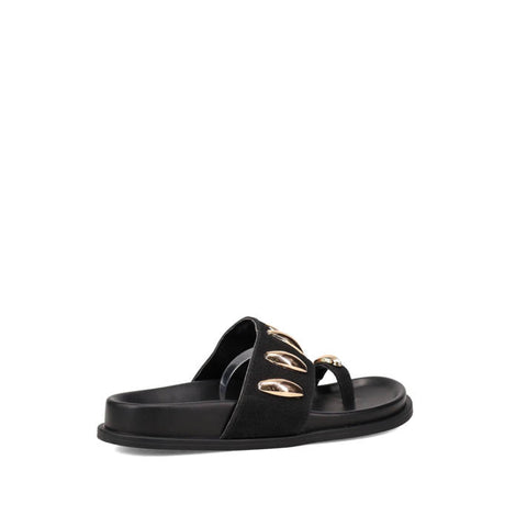 G.C Shoes Women's Black Sandals With Gold-Tone Hardware Studs | G.C Shoes In Lebanon