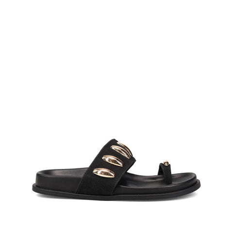 G.C Shoes Women's Black Sandals With Gold-Tone Hardware Studs | G.C Shoes In Lebanon