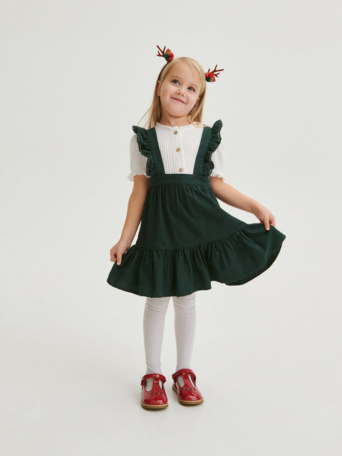 Reserved Baby Girl's Dark Green Suspender Skirt | Reserved In Lebanon
