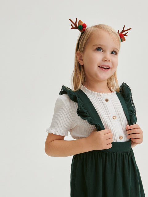 Reserved Baby Girl's Dark Green Suspender Skirt | Reserved In Lebanon