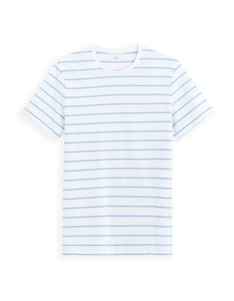 Celio Men’s White Striped Gebaser Short Sleeves Tshirt|Celio In Lebanon