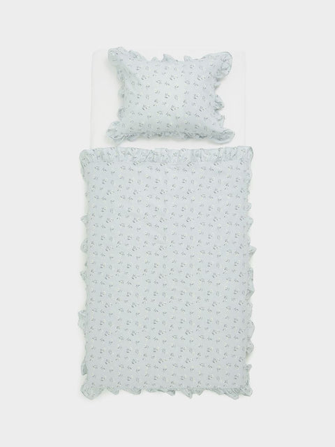 Sinsay Light Green Floral Ruffle Finish Bed Linen Set 100x135cm | Sinsay In Lebanon