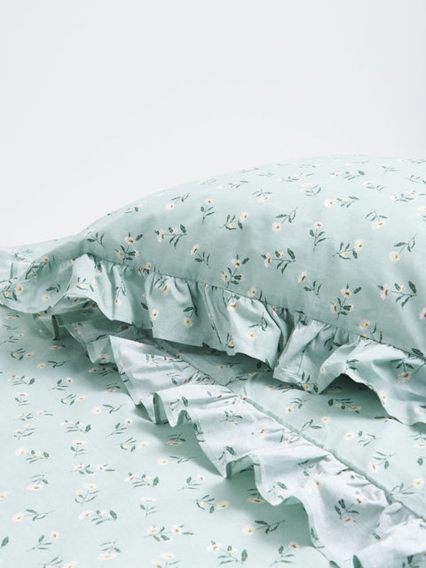 Sinsay Light Green Floral Ruffle Finish Bed Linen Set 100x135cm | Sinsay In Lebanon