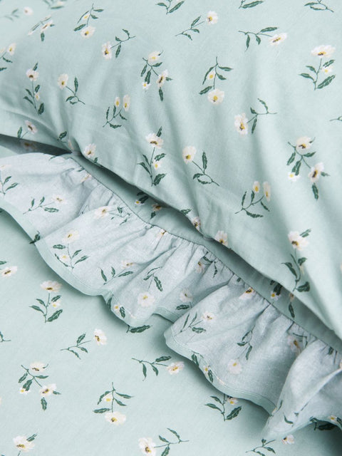 Sinsay Light Green Floral Ruffle Finish Bed Linen Set 100x135cm | Sinsay In Lebanon