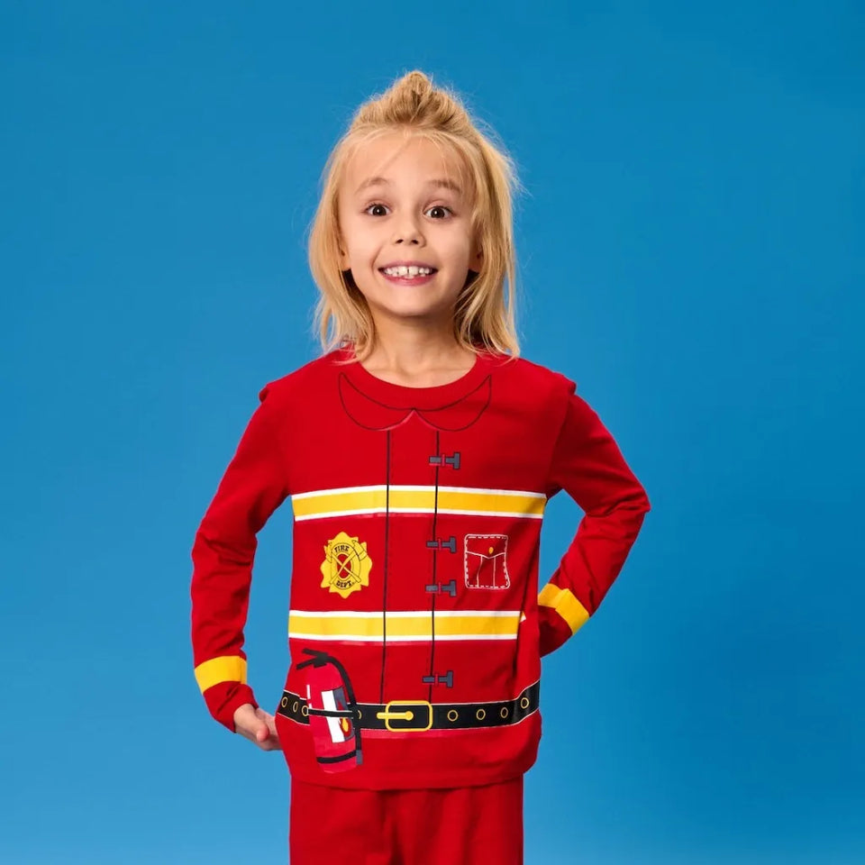 Sinsay Girl's Red Firefighter Costume Prints Long Sleeve Blouse