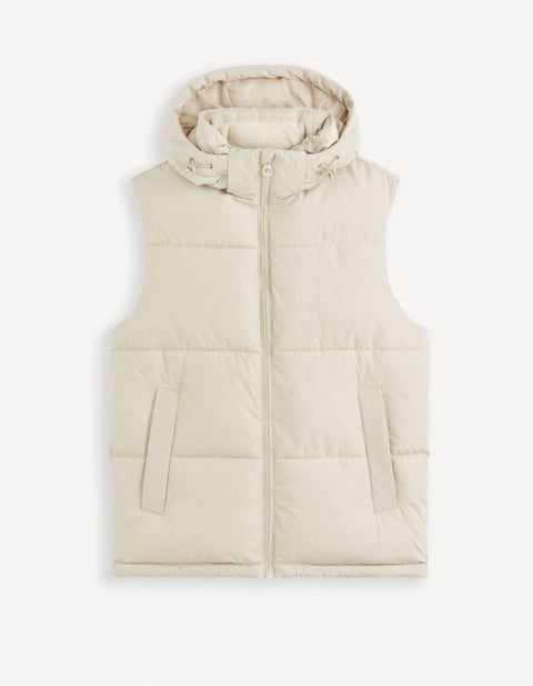 Celio Men's Ecru Puffer Hooded Vest|Celio In Lebanon
