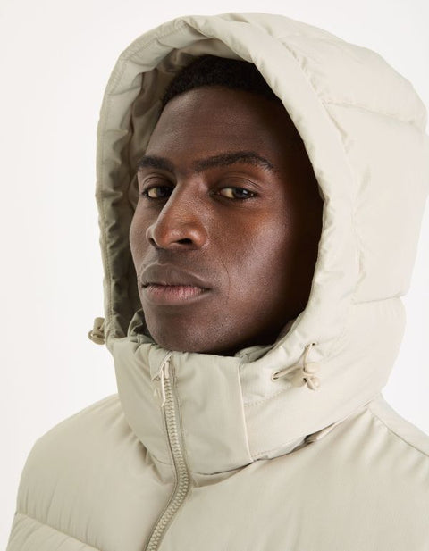 Celio Men's Ecru Puffer Hooded Vest|Celio In Lebanon