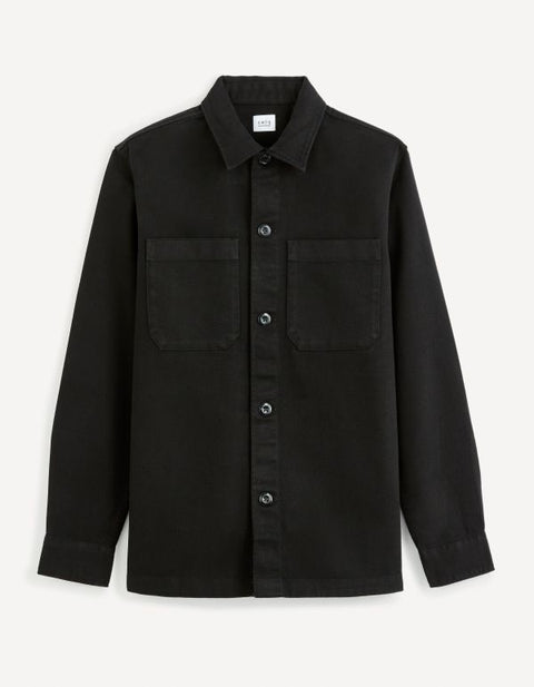 Celio Men's Black Cotton Overshirt | Celio In Lebanon