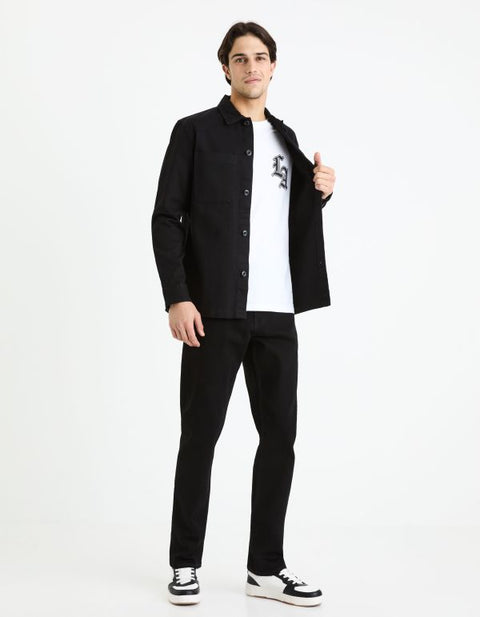 Celio Men's Black Cotton Overshirt | Celio In Lebanon