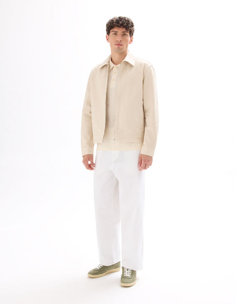 Celio Men's Off White Zip-up Shirt-Collar Jacket | Celio In Lebanon