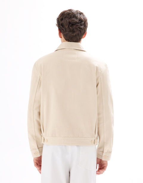 Celio Men's Off White Zip-up Shirt-Collar Jacket | Celio In Lebanon