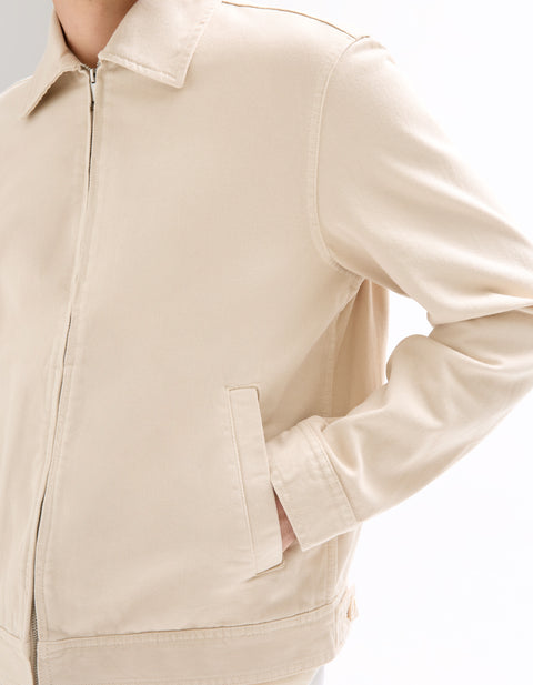 Celio Men's Off White Zip-up Shirt-Collar Jacket | Celio In Lebanon