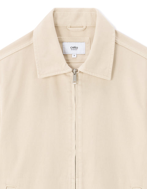 Celio Men's Off White Zip-up Shirt-Collar Jacket | Celio In Lebanon