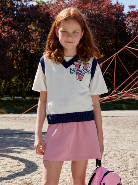 Sinsay Girl's White & Navy Long Sleeve V Neck Sweater | Sinsay In Lebanon