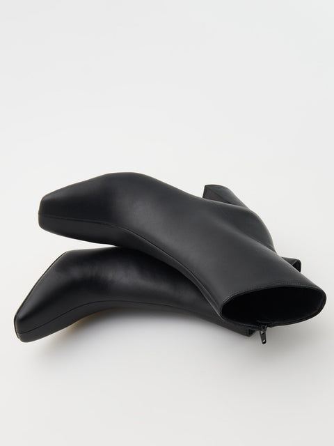 Reserved Women's Black Leather Asymmetrical Heel Ankle Boots | Reserved In Lebanon