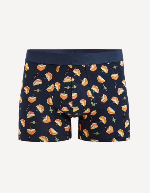 Celio Men’s Navy Club Sandwich Pattern Stretch Cotton Boxer | Celio in Lebanon