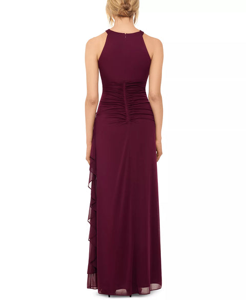 Betsy & Adam Women's Dark Purple Ruched Embellished Gown Dress|Betsy & Adam In Lebanon