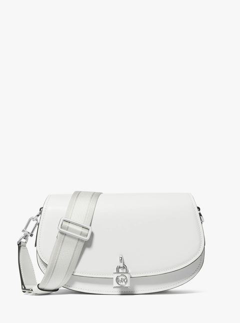 Michael Kors Women's White Mila Medium Leather Saddle Bag | Michael Kors In Lebanon