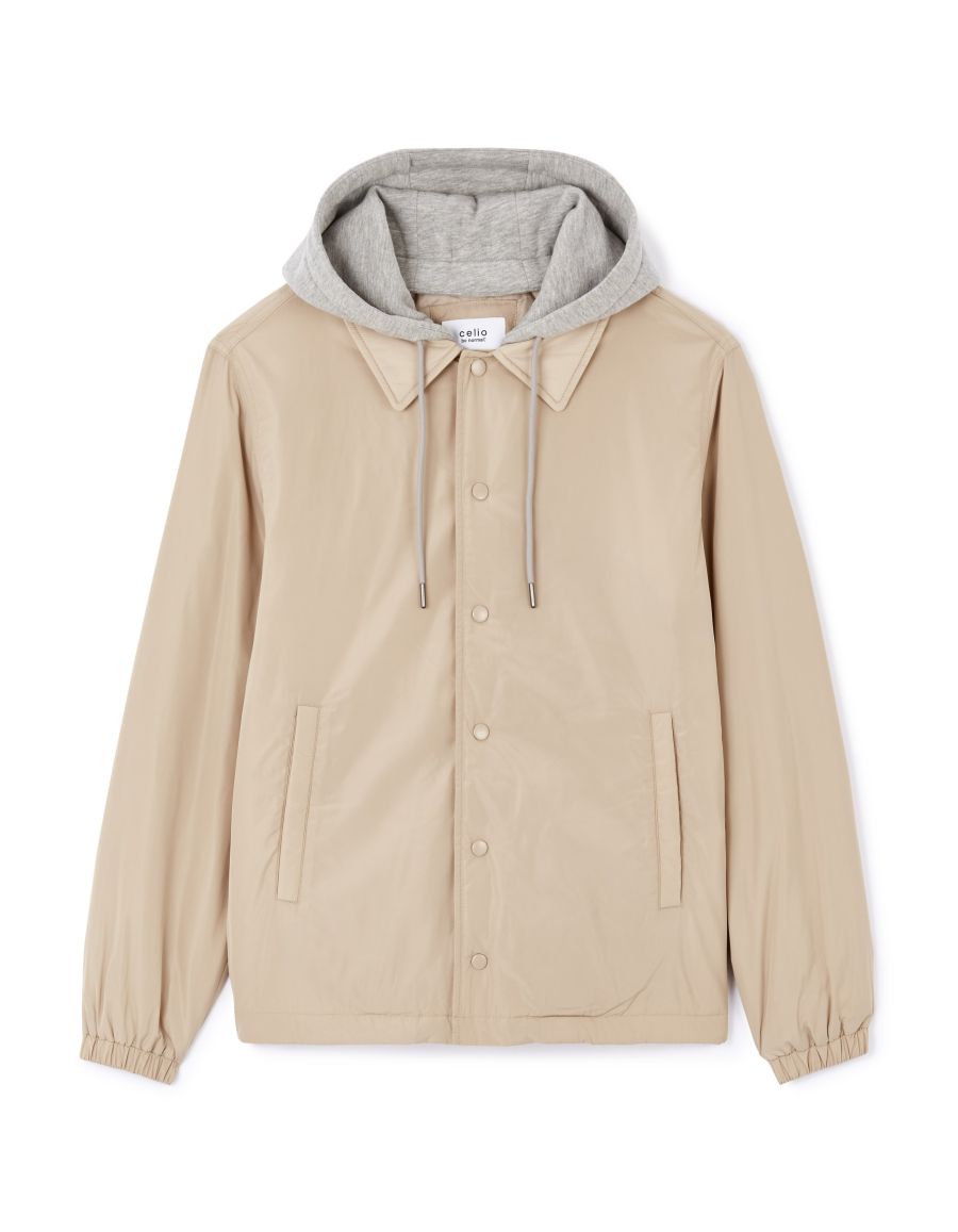 Celio Men's Beige Jacket With Removable Hood | Celio In Lebanon