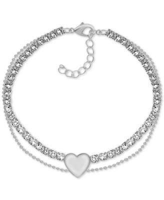And Now This Women's Silver Chain Crystal Double Bracelet |And Now This In Lebanon