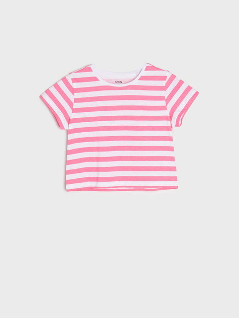 Sinsay Girl's White/Pink Stripe T-Shirt | Sinsay In Lebanon
