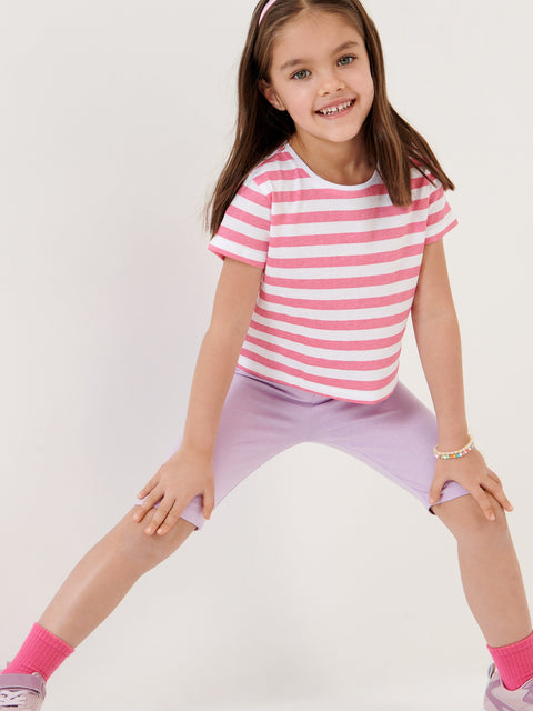 Sinsay Girl's White/Pink Stripe T-Shirt | Sinsay In Lebanon