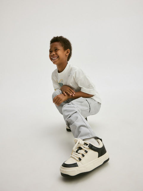 Reserved Kid's White & Black Sport Low Top Sneakers |Reserved In Lebanon