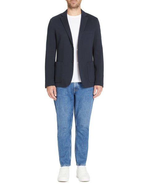 Celio Men's Navy Textured Knit Blazer | Celio In Lebanon