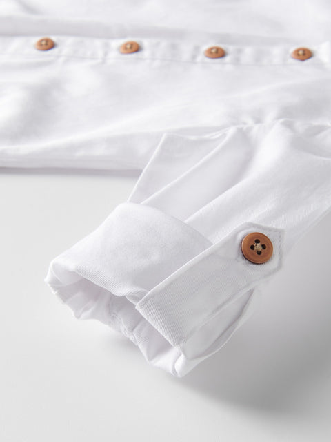 Reserved Baby Boy's White Buttoned Bodysuit With Navy Bow Tie | Reserved In Lebanon
