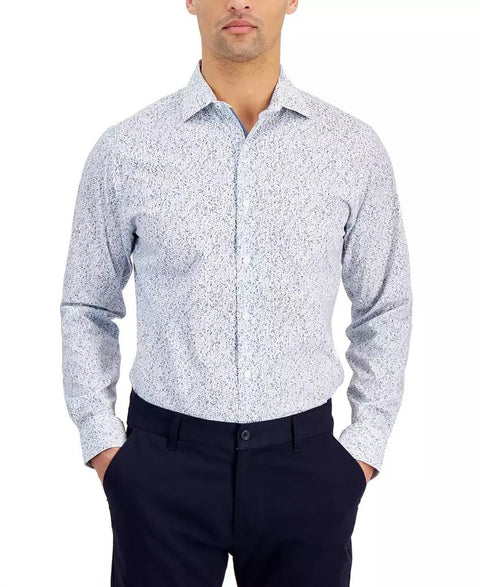 Bar III Men's Blue & White Slim-Fit Contrast Vine Dress Shirt | Bar III In Lebanon