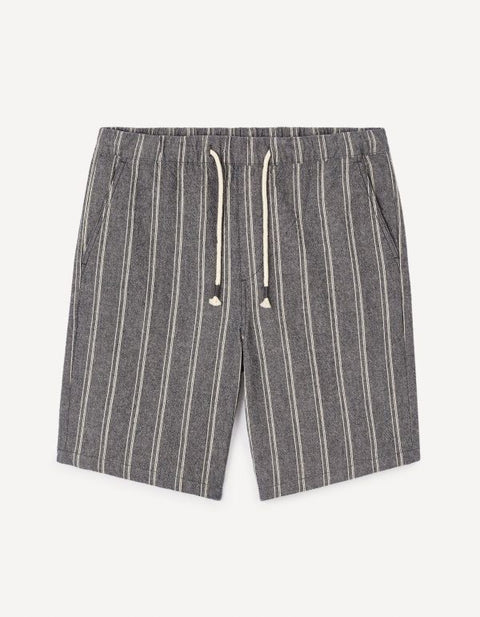 Celio Men's Dark Gray Striped Cotton Bermuda Shorts | Celio In Lebanon