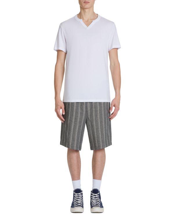 Celio Men's Dark Gray Striped Cotton Bermuda Shorts | Celio In Lebanon