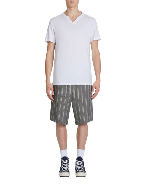 Celio Men's Dark Gray Striped Cotton Bermuda Shorts | Celio In Lebanon