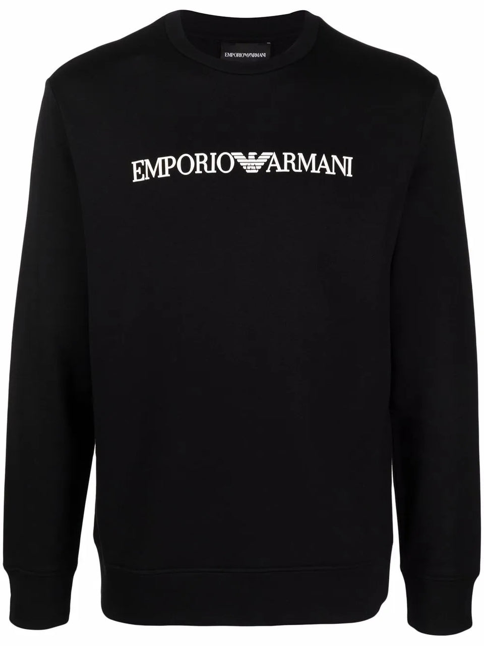 Black Emporio Armani sweatshirt on a white background