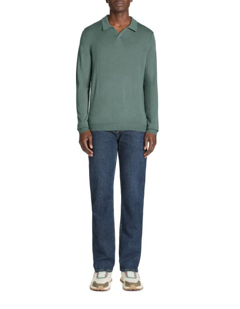 Celio Men's Dark Green Slim Fit Long-Sleeved wool-Blend Blouse | Celio In Lebanon