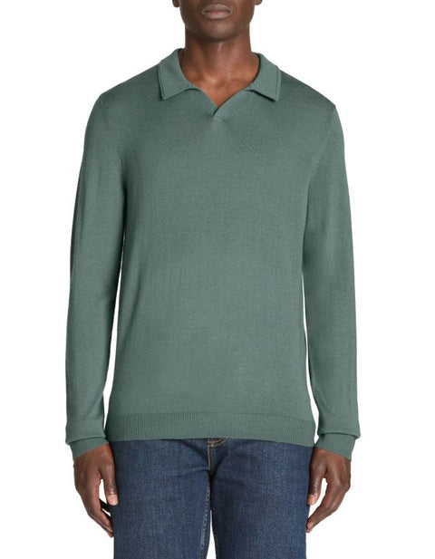 Celio Men's Dark Green Slim Fit Long-Sleeved wool-Blend Blouse | Celio In Lebanon