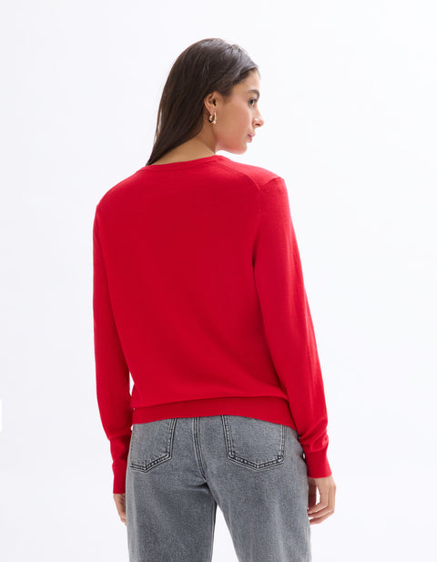 Celio Women's Red Merino Wool Crew Neck Sweater|Celio In Lebanon